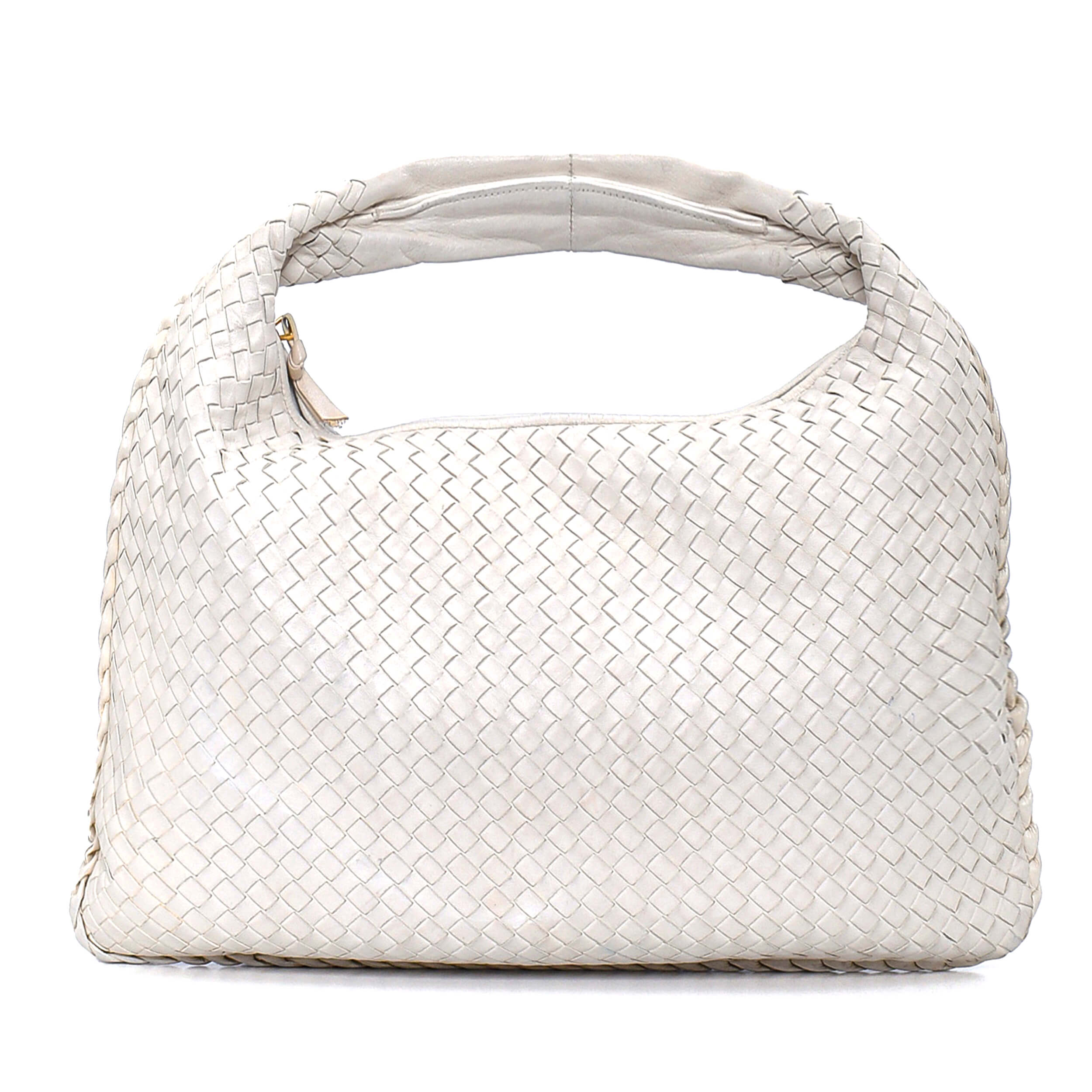 Bottega Veneta -  White Intreccıato Leather Small Hobo Bag